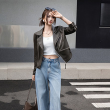 专柜韩版女士真皮皮衣时尚宽松绵羊皮休闲皮夹克潮流机车外套批发