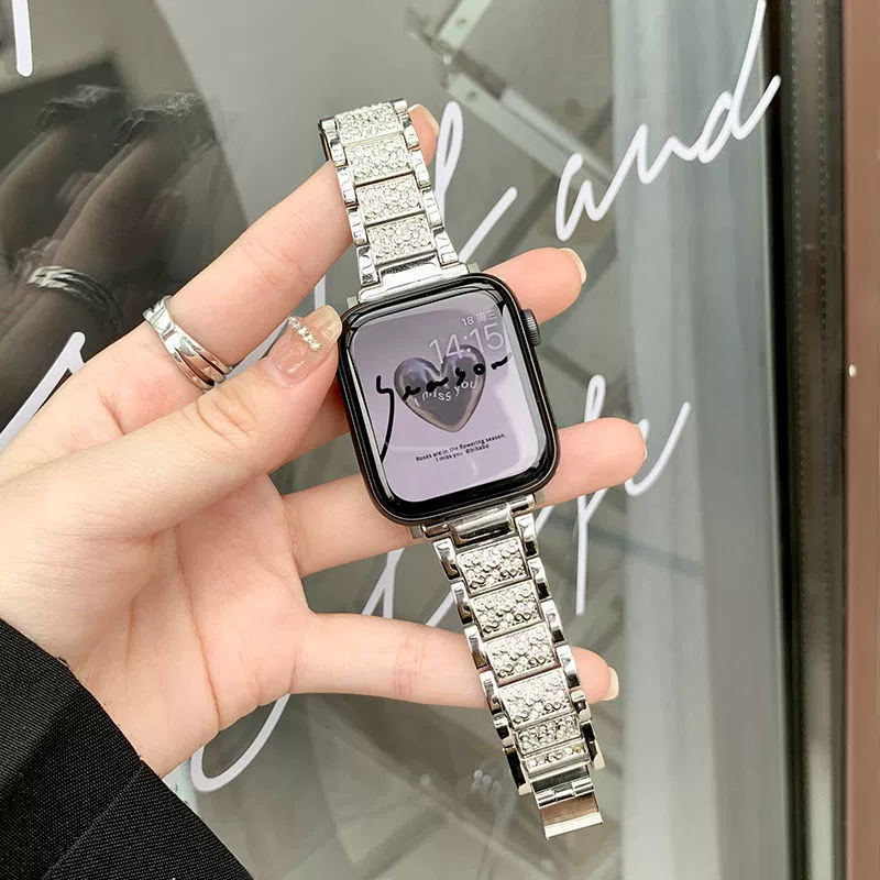 Подходит для Apple iwatchS10Ultra9 поколения 876543 часы с металлическими стразами для женщин