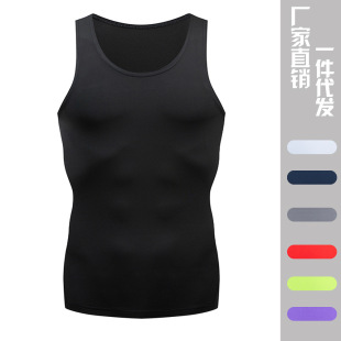 Us Size Men's Vest Quick-Drying Sleeveless Fitness Clothing Elastic Colorful Bottoming Running Body Shaping Men's Sports Tight Vest