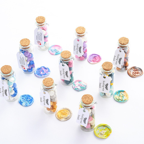 Bottled fire paint seal wax granules wholesale manufacturer creative macaron color 150 capsules 24 colors octagonal fire paint wax granules