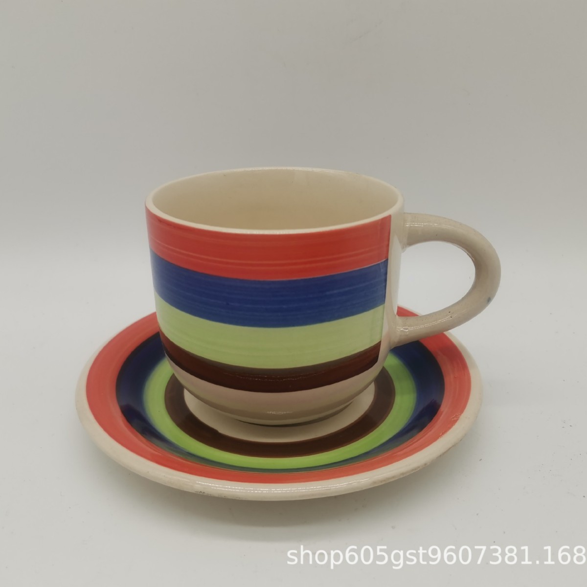 Tazas y platos de cerámica Stoneware Retro Coffee Cup Set Ceramic Rugged Creative Cup Plate Set de esmalte de color individual image 12