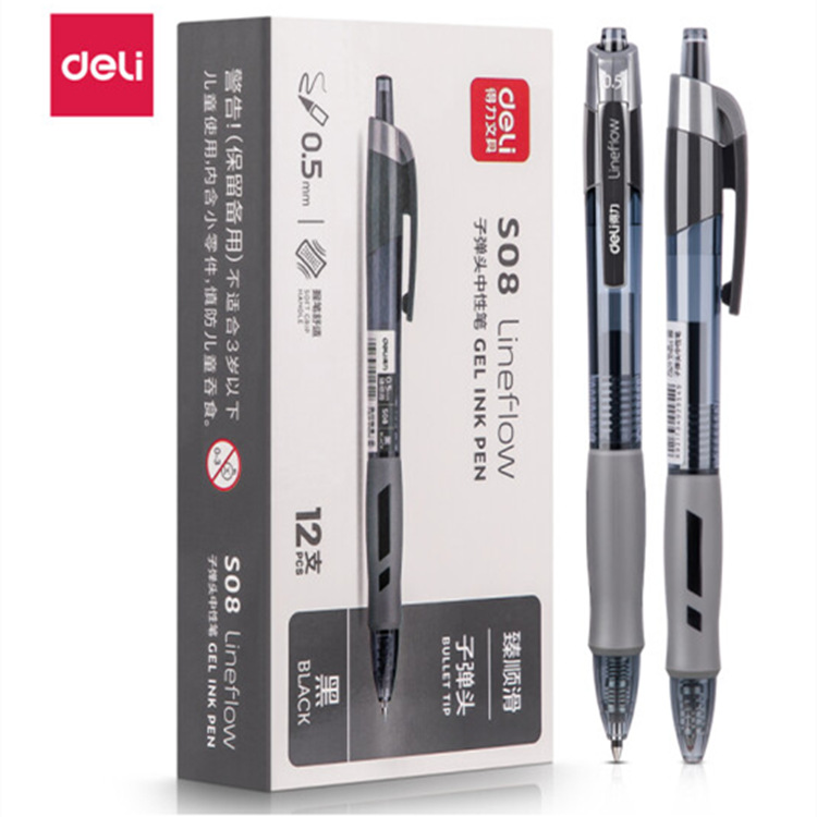 Deli S08 Gel Pen 0.5 Water Pen Press Black Red Blue Business Pen Signature Pen Special for Examination