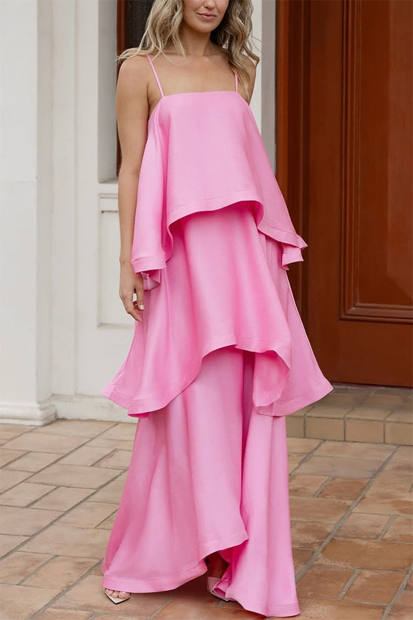 Robe-débardeur en satin pour femme, plusieurs couches, style décontracté et ample, nouveauté printemps-été_voghion.com