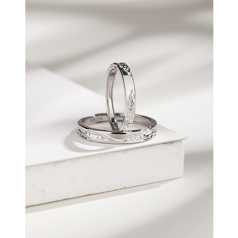 Pareja anillo 925 par de plata esterlina dulce erosión glaciar nicho diseño alto sentido hombres y mujeres anillo abierto boca ajustable