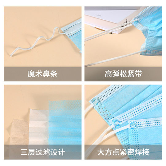 Disposable medical surgical mask independent packaging medical grade three-layer protective adult mask factory wholesale in stock