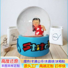 发光水晶球定制卡通雪花球 跨境摆件家居装饰小人树脂工艺品摆件
