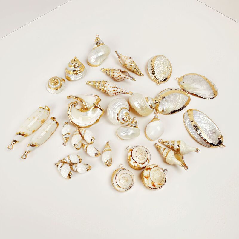純白の金メッキ天然貝殻ペンダントDIYイヤリングジュエリーネックレスアクセサリーペンダントミニマリストライトラグジュアリー|undefined