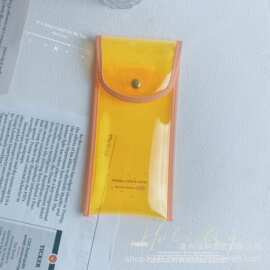 定制PVC笔袋 车缝荧光镭射文具收纳包 票据搭扣化妆包 防水笔袋
