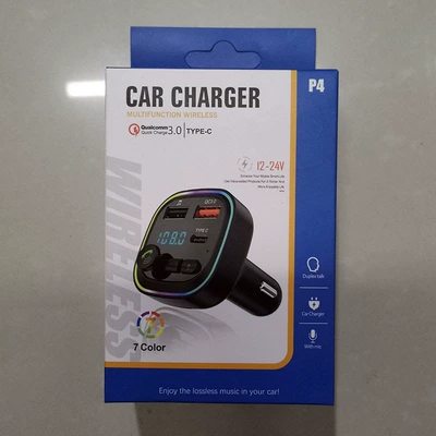 Car Car Mp3 Bluetooth P4 Hands-Free Player Car Fm Transmitter with Qc3.0 Fast Charging Car Bluetooth Mp3 (Car mp3) - p4-qc30-packed-in-color-box