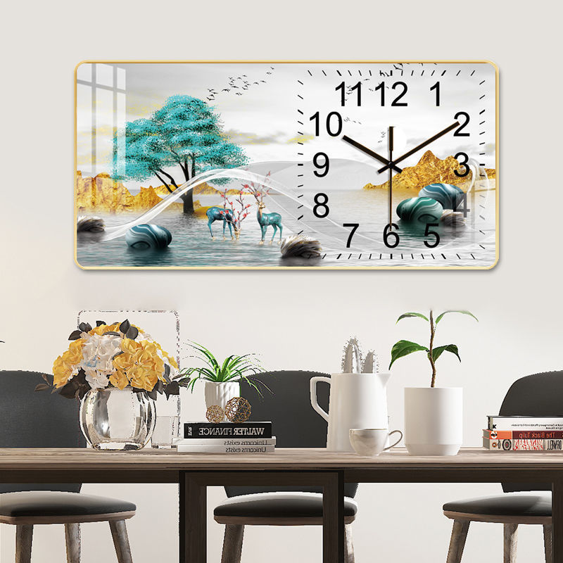 Internet celebridad reloj montado en la pared sala de estar decoración reloj de cuarzo moda moderno simple creativo cristal porcelana pintura mudo Reloj de pared