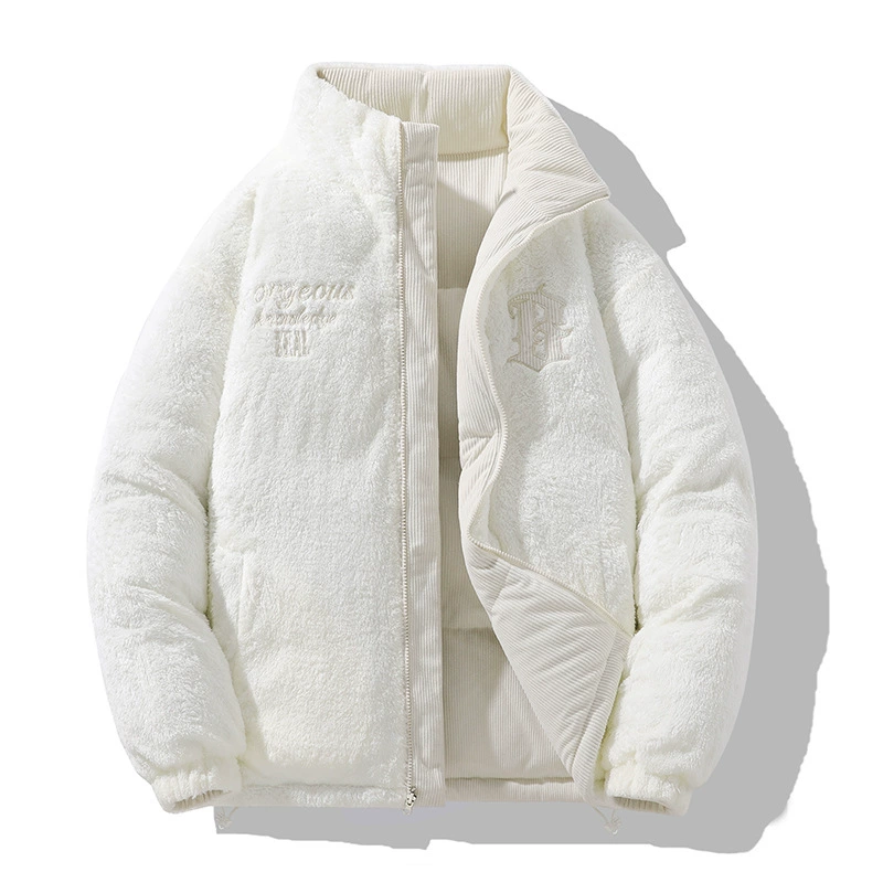 2024, новая зимняя куртка из искусственного кашемира, мужская двусторонняя куртка с воротником-стойкой, модная брендовая мужская хлопковая верхняя одежда, теплая утолщенная хлопковая верхняя одежда