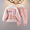 Spring set for leisure, children's sports suit girl's to go out, 3 piece set, 1-2-3 years