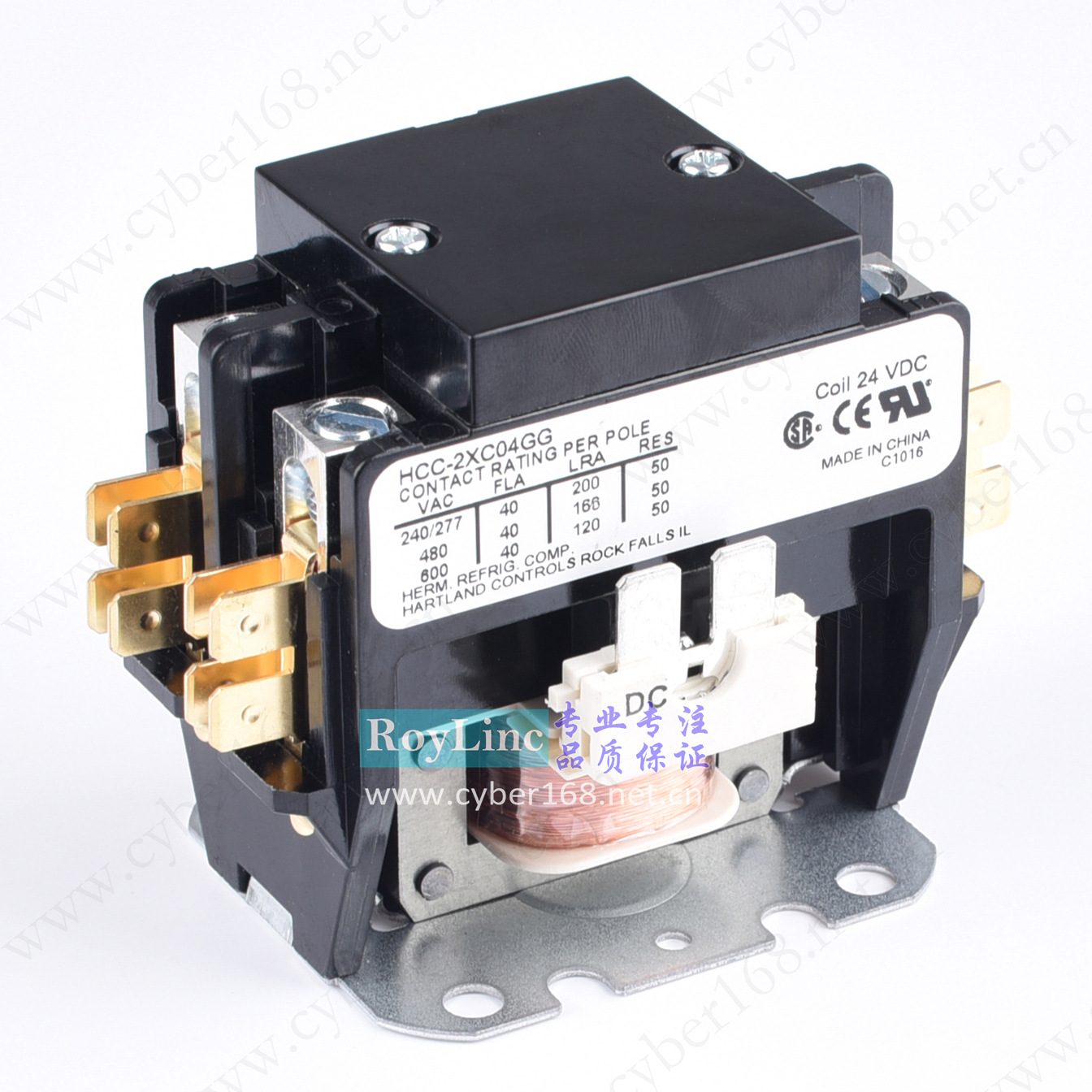 直流线圈 24VDC 40A UL CSA CE HCC-2XC04GG两极交流接触器继电器