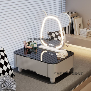 Nordic Solid Wood Bay Window Dressing Table Light Luxury Bedroom Small Apartment Mini Dressing Table Princess Small Balcony Dressing Table