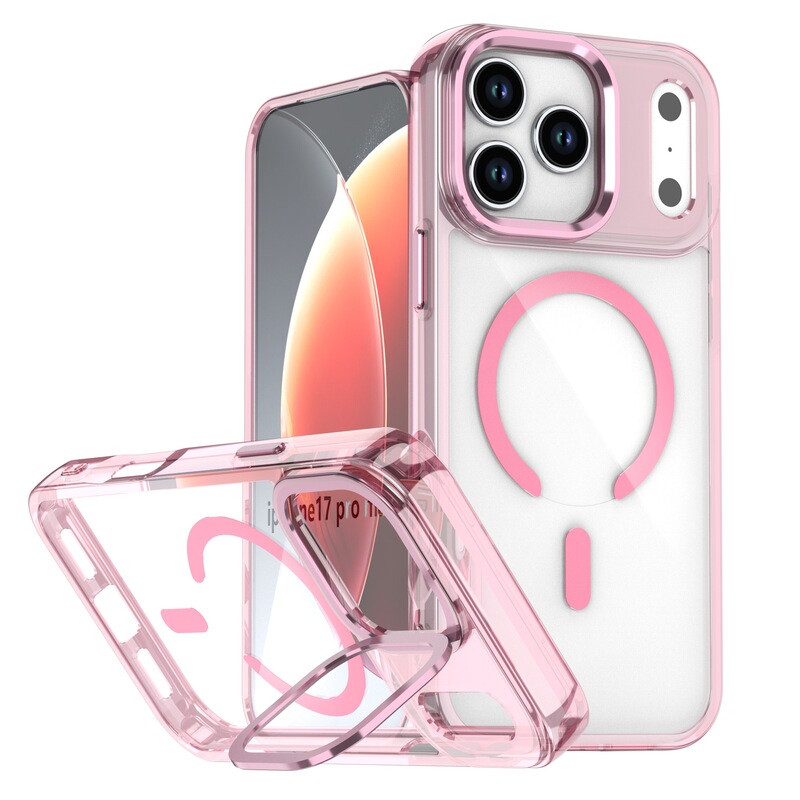 Suitable for Apple iPhone 17 Glossy Magnetic Phone Case with Lens Holder, Samsung S25 High-Transparency Anti-Drop Protective Case