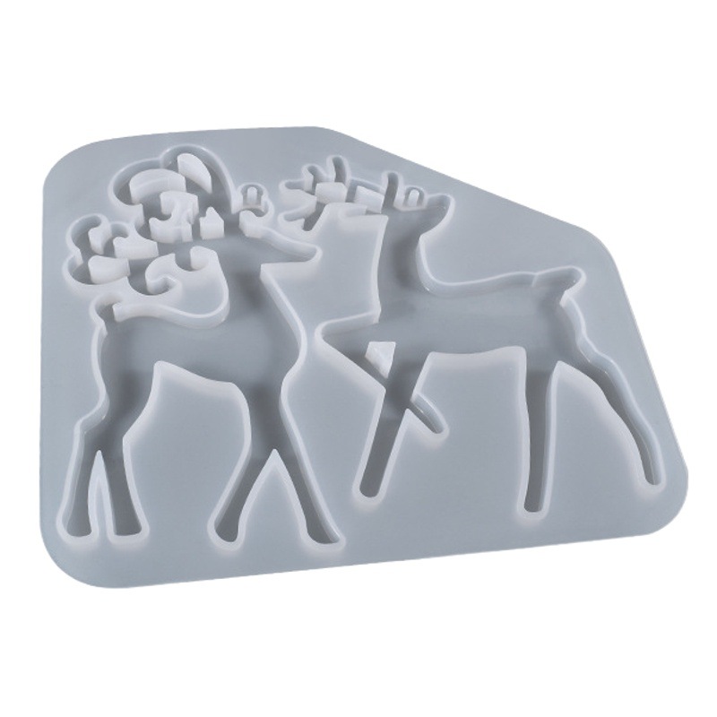 Yu Meiren DIY molde epoxi de Cristal SERIE DE Navidad ELK llavero Año Nuevo listado molde de silicona