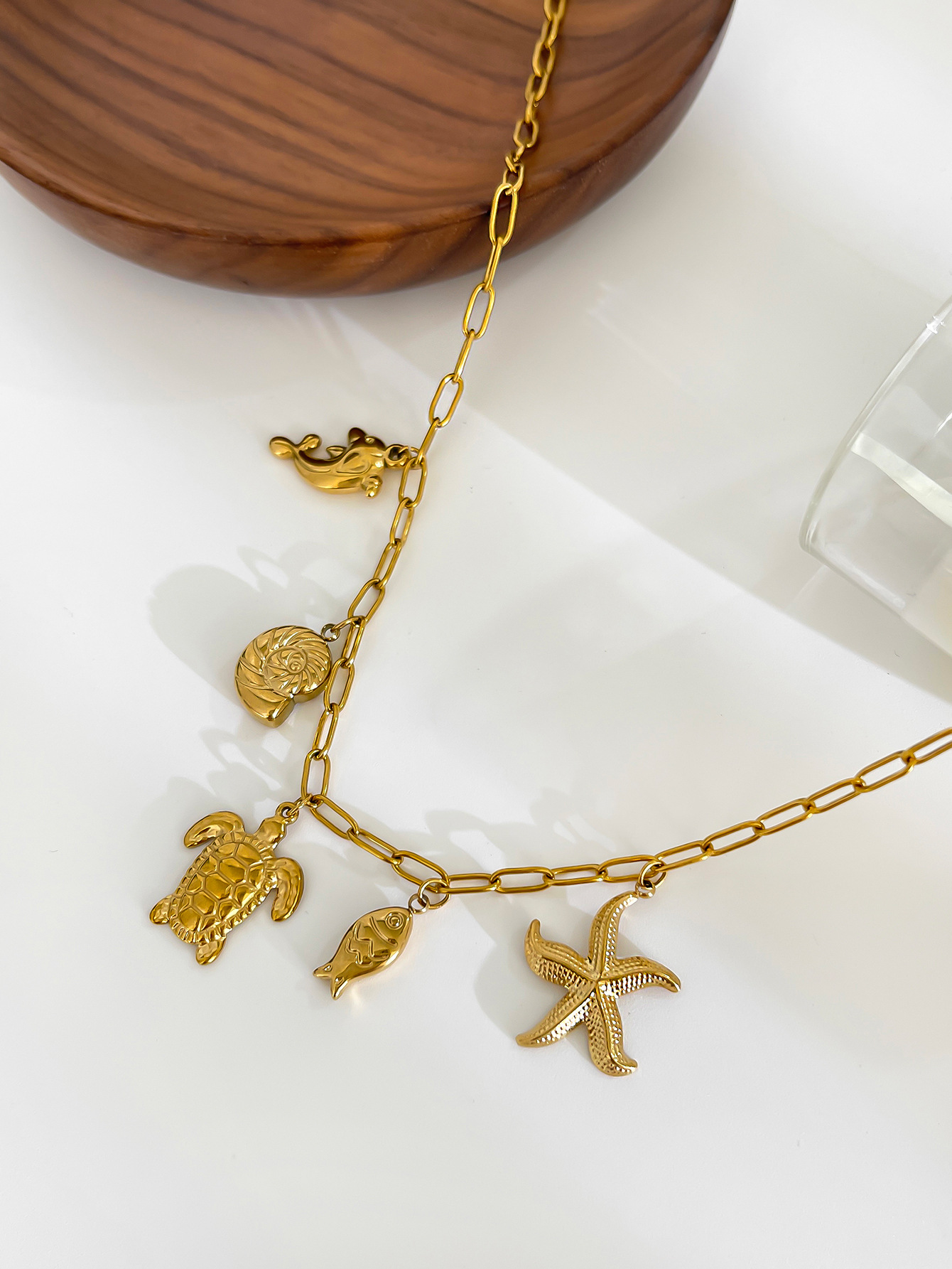 316L Stainless Steel Material Solid Color Pattern Women's Gender 316L Stainless Steel  Solid Color Waterproof Non Tarnish Surgical Steel Simple Style Classic Style Pendant Necklace For Women's