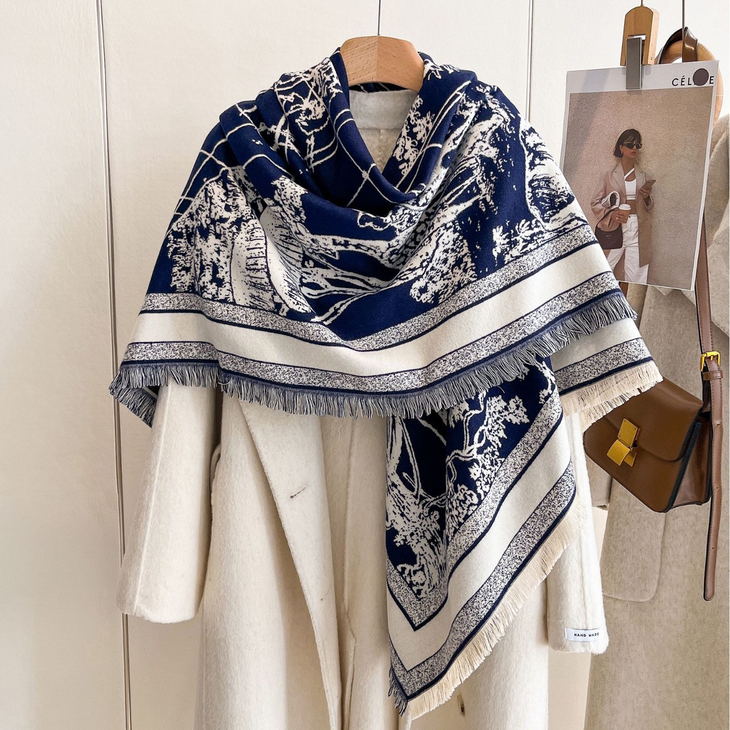 2024 moda bufandas de otoño y invierno bufandas de doble cara imitación de cachemira gruesa abrigo de viaje exterior de decoración chal