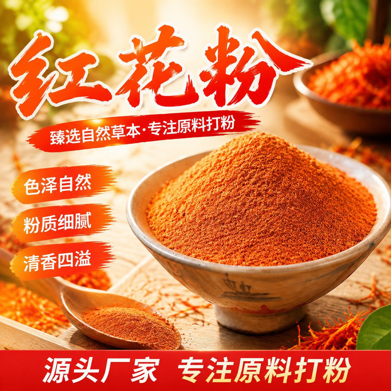 Hong Hua Powder (Carthamus tinctorius) — Safflower Botanical Powder for Tea & Wellness overview