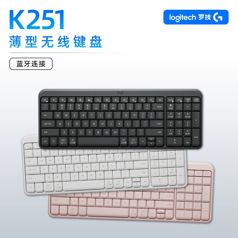 Logitech K251 wireless keyboard, compact laptop keyboard, lightweight business keyboard, Bluetooth office keyboard, for home use