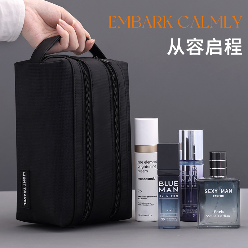 Bolsa de lavado con doble cremallera separada en seco y húmedo para hombres, viaje de negocios, fitness, natación, bolsa de almacenamiento impermeable, bolsa de cosméticos portátil