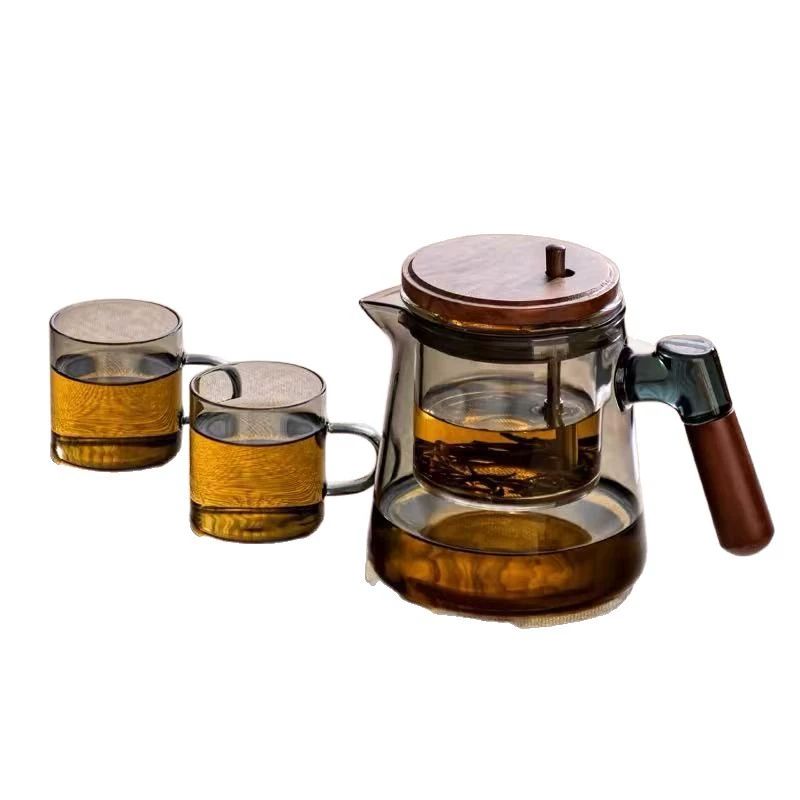 ◈2025 new tea-water separation flowing cup brewing teapot full glass inner liner fifth generation press-type flowing pot