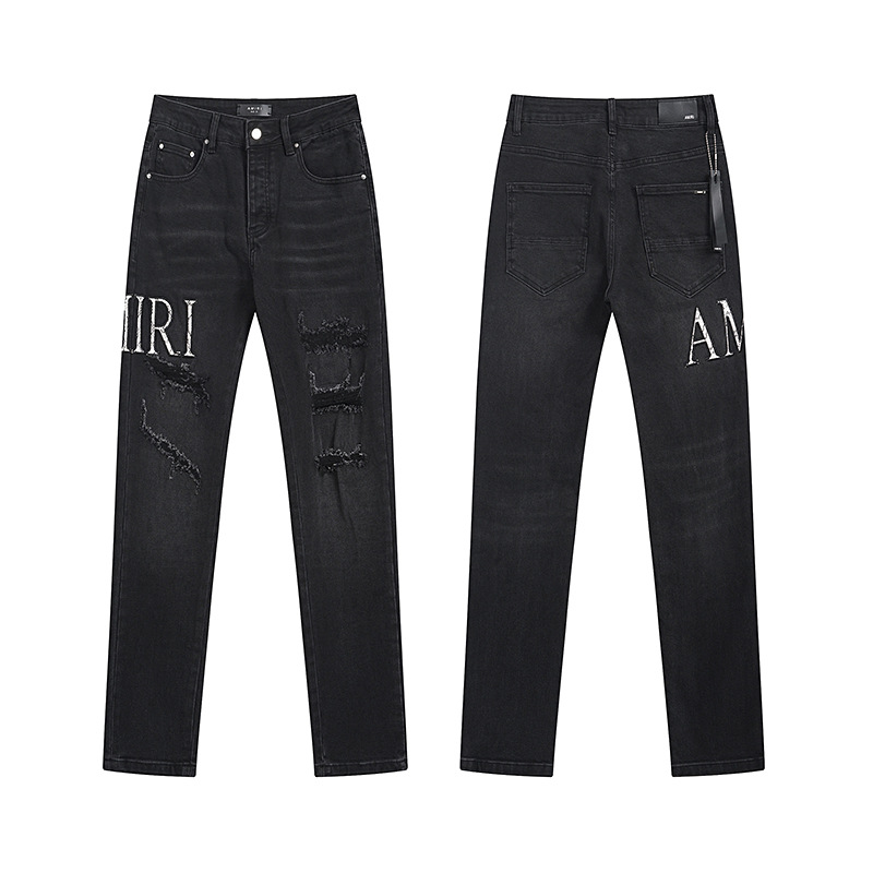 Purple Brand nueva impresión de salpicaduras de tinta hermosa marea calle alta retro agujero casual pantalones de mezclilla para hombres y mujeres