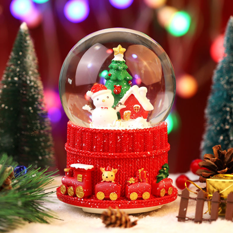 Nuevos productos transfronterizos regalos de Navidad creativos artesanía de resina decoración de escritorio adornos caja de sonido regalos de bola de cristal