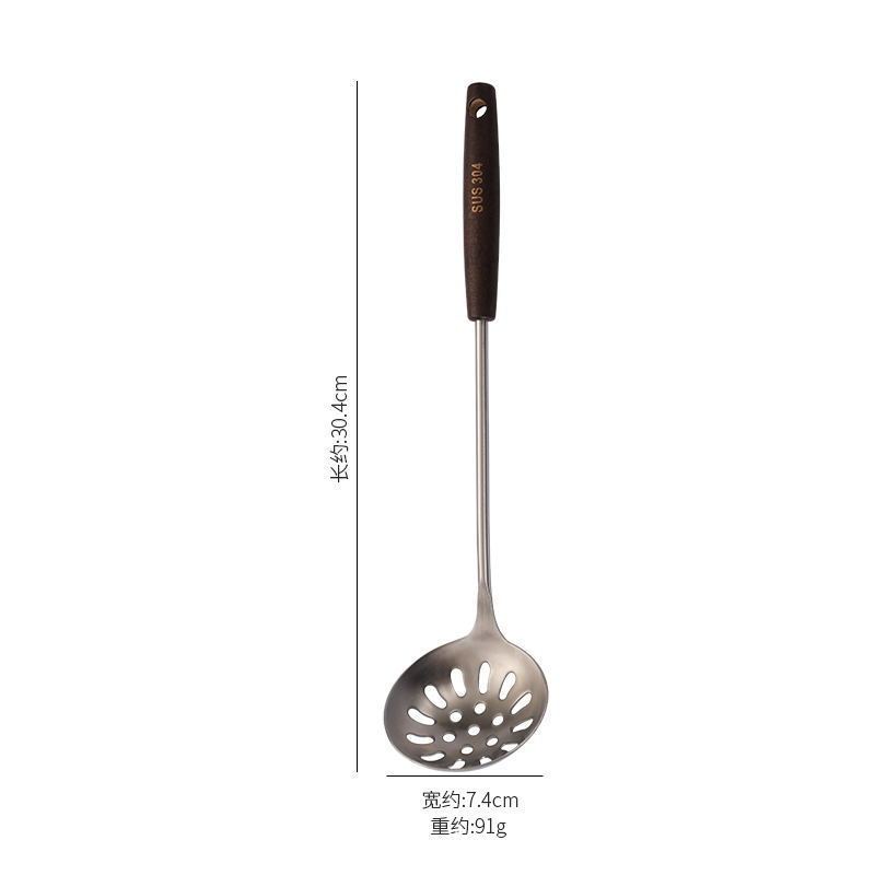 304 ステンレス鋼スプーンザル木製ハンドル鍋スプーンザルキッチン用品セット調理スプーンキッチン用品卸売|undefined