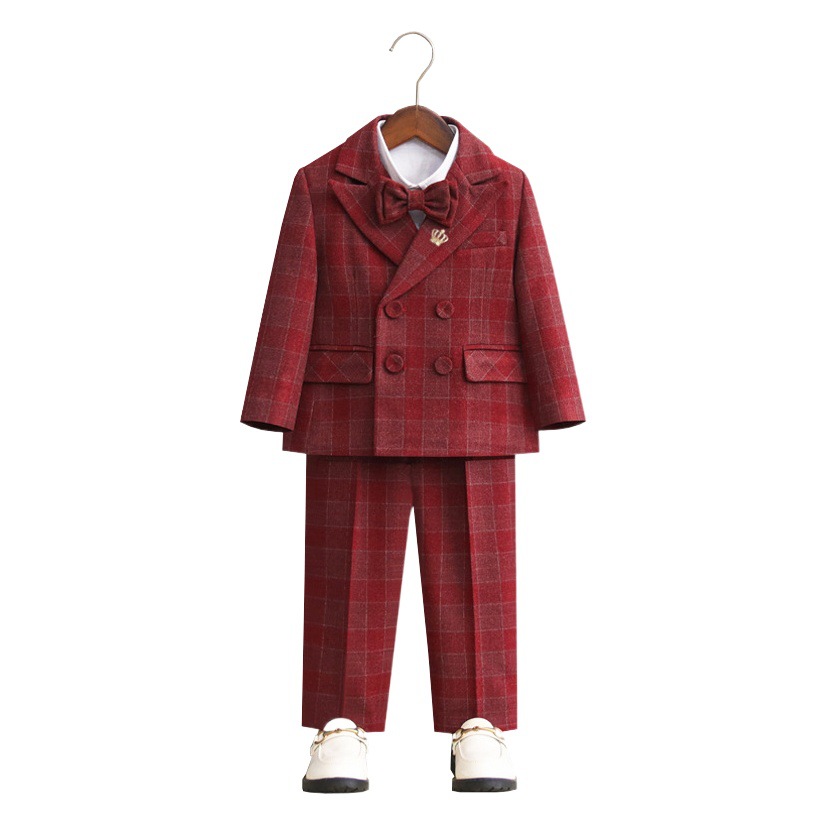 Boys' suit suit autumn and winter New British host costume little girl flower girl wedding dress baby one-year-old dress