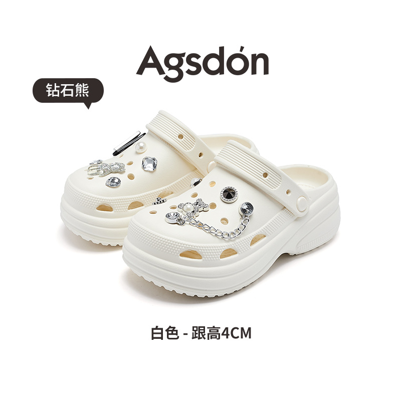 Sandalias Augusden Negras Perforadas para Mujer, Modelo 2026, Nuevas, de Verano, para Exteriores, con Suela Gruesa, Cómodas, a la Moda, para la Playa