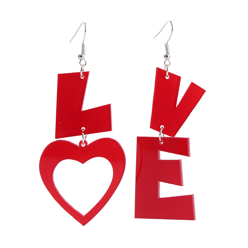 Fashion Letter Heart Shape Arylic Stoving Varnish Women's Drop Earrings 1 Pair display picture 9