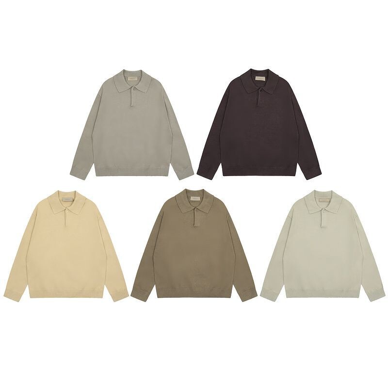 High-Quality Fog Multi-Thread Essentials American Trendy Brand Retro Lazy Style Polo Collar Knitwear Knitwear for Men