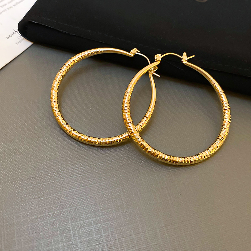 Corea del Sur nicho elegante pendientes de alto grado elegante cara adelgazamiento pendientes al por mayor Aguja de plata círculo de metal pendientes de anillo liso