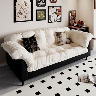 Sofa Small Apartment Living Room Small Apartment Simple Modern Light Luxury Cream Style Internet Celebrity Straight Row Fabric Sofa Wholesale