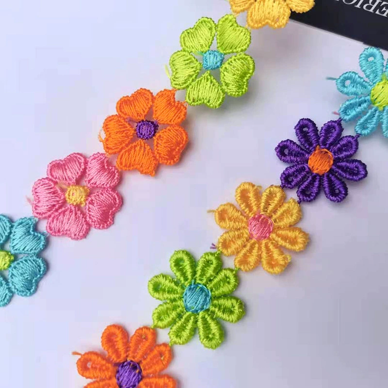Нашивки-цветы из полиэстера 2 5 см 6 цветов для DIY