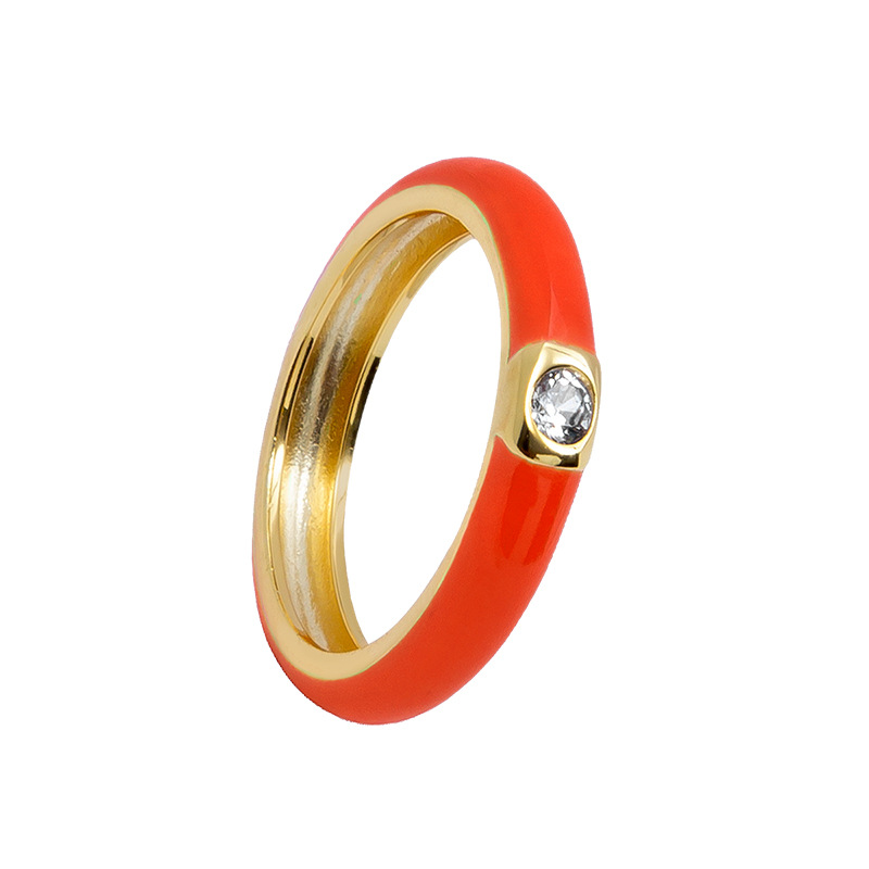 Cross-border Color Epoxy Enamel Temperament Plated 18k Ring Fashion Trend Copper Ring display picture 5