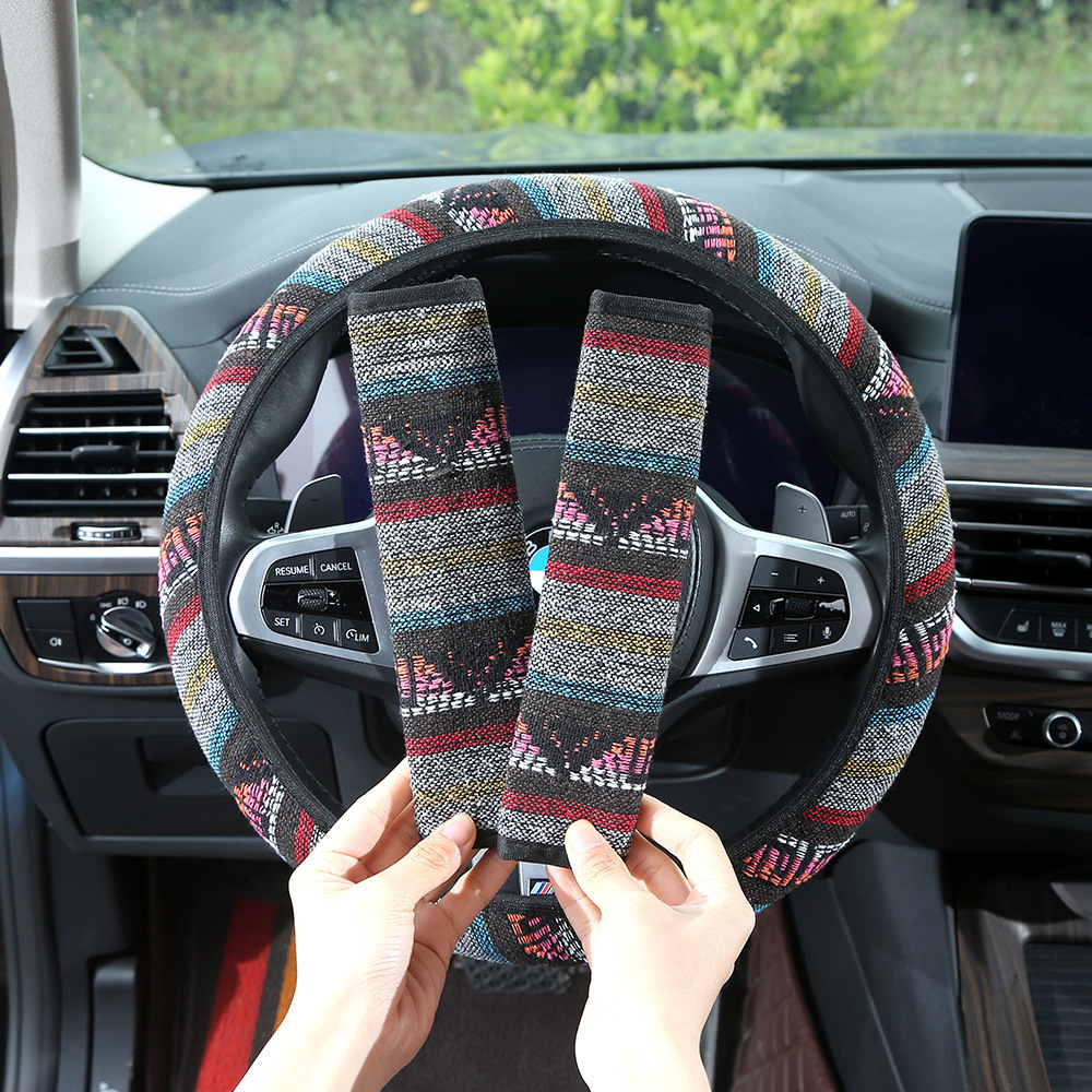 Customized car seatbelt shoulder pad, universal, breathable, comfortable, anti-wear steering wheel cover, universal car decoration