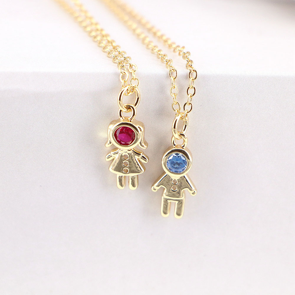 European And American Fashion Diamond Boy Girl Pendant Necklace display picture 3