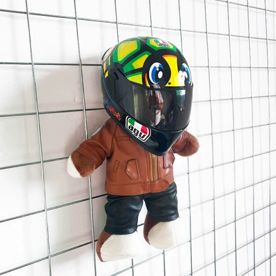 Motosiklet dəbilqələri | rally bear - height-28cm-dark-brown-brown-leather-bear-agv-turtle-upgraded-tail-wing