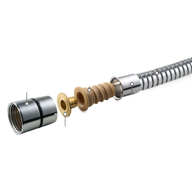 Transfronterizo europeo y americano-japonés 1,5-2 M manguera ducha caliente y fría tubo de alta presión tapa de cobre galvanoplastia de acero inoxidable doble hebilla de manguera