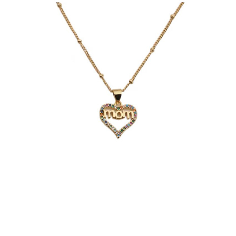 Bijoux En Cuivre Zircon Européens Et Américains Bijoux Lettre Anglaise Mom Pendentif Collier display picture 5