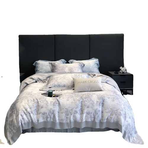 High-end 60-count Lenzing Lyocell Tencel four-piece set with big-name style digital printing quilt cover silk skate silk bedding T
