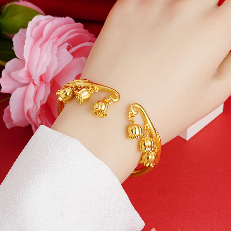 Shajinling orquídea pulsera Super hadas inteligente alto sentido nicho pulsera estilo étnico imitación oro cobre pulsera joyería