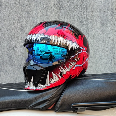 Motosiklet dəbilqələri — Men and Women, Scorpion Helmet Combination - m-red-phantom-flame-colorful-blue
