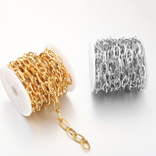 Vacuum electroplating 18k gold stainless steel square wire O-shaped chain diy bracelet necklace material jewelry loose chain accessories