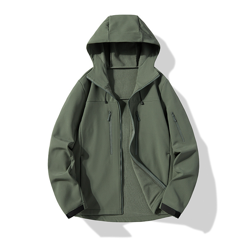 Outdoor Soft Shell Jacket New Single Layer Three-proof Hooded Jacket Jacket Windproof Waterproof Jacket Functional Mountaineering Suit Outdoor Soft Shell Jacket New Single Layer Three-proof Hooded Jacket Jacket Windproof Waterproof Jacket Functional Mountaineering Suit