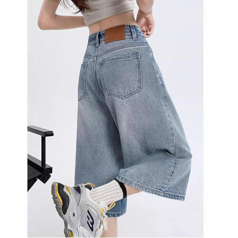 Vintage Wide-Leg Denim Cropped Pants for Women, Summer New Slimming Loose Simple Versatile Fashion Faded Straight Pants Vintage Wide-Leg Denim Cropped Pants for Women, Summer New Slimming Loose Simple Versatile Fashion Faded Straight Pants
