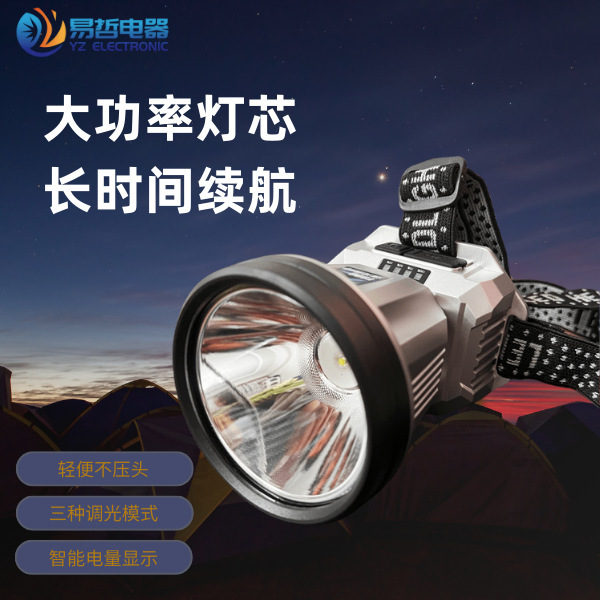 跨境新款防水大功率led长续航户外超亮强光头戴式充电锂电头灯|undefined
