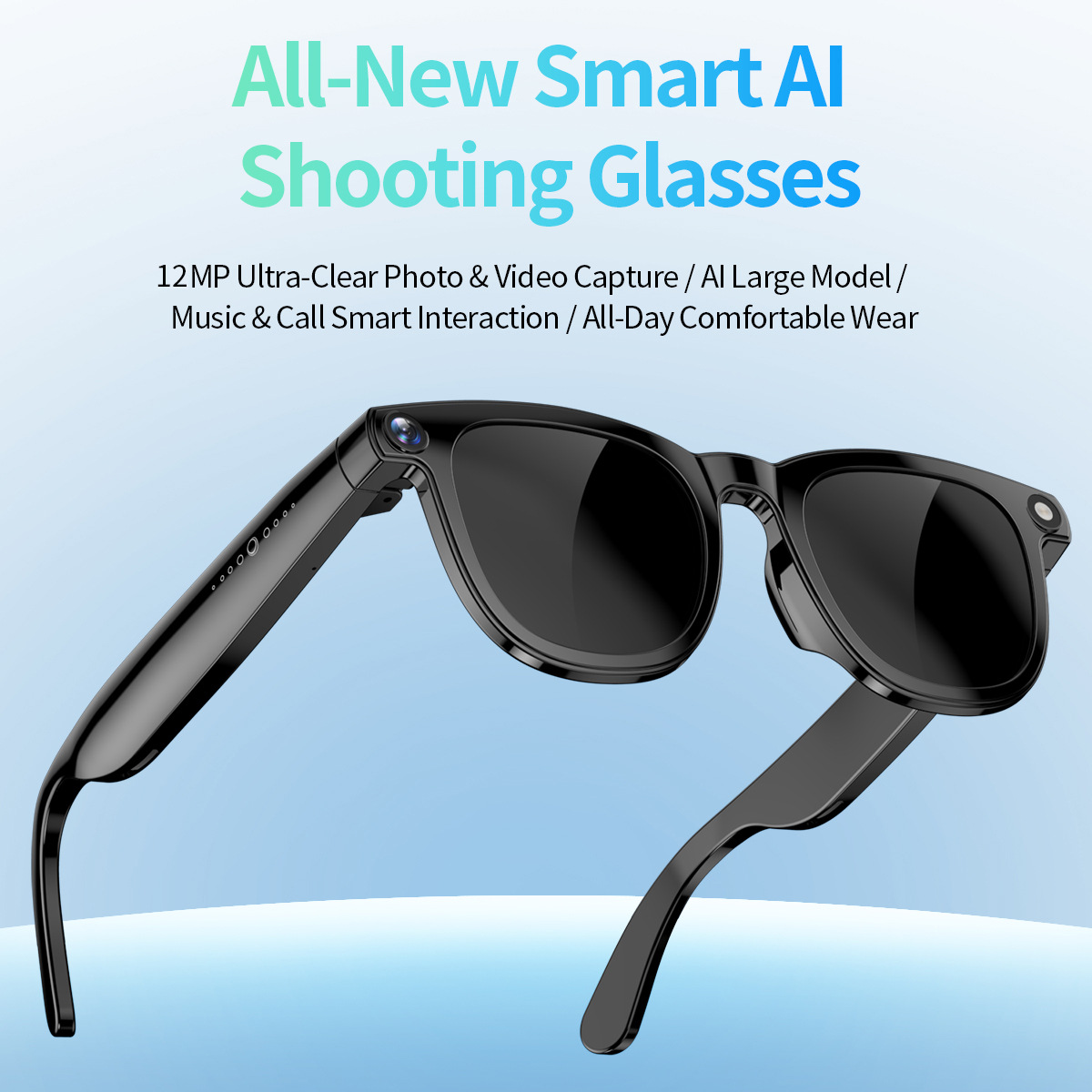 Neue KI-Smartbrille mit 1200-W-Pixel-Kamera, Bildstabilisierung, fähig zum Fotografieren, Videoaufzeichnen und Erkennen von Objekten_voghion.com